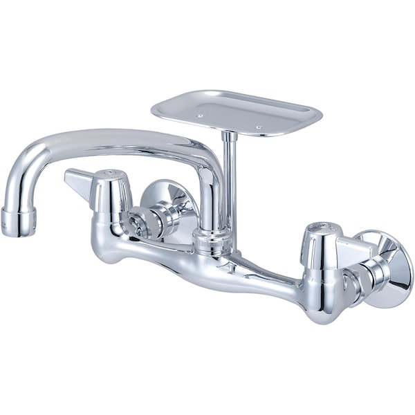 Two Handle Wallmount Kitchen Faucet, NPT, Wallmount, Polished Chrome, Weight: 4.3